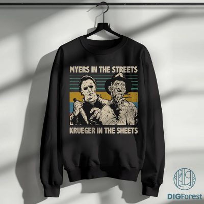 Michael Myers and Freddy Krueger Shirt - Myers In The Streets Krueger In The Sheets, Halloween Movie, Horror Killers Michael Myers and Freddy Krueger Shirt - Myers In The Streets Krueger In The Sheets, Halloween Movie, Horror Killers
