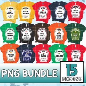 Group Condiments Png Files | Matching Condiment Halloween Costume Party Png | 2023 Softball Tournament Bundle | Adults Youth Ketchup Ranch
