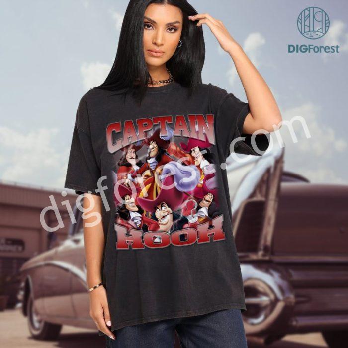 Disney Captain Hook Vintage Graphic Png, Captain Hook Villains Homage TV Shirt, Peter Pan Bootleg Rap Png, Graphic Tees For Women Trendy,Instant Download