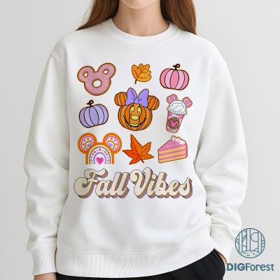 Disneyland Fall Vibes PNG – Mickey & Minnie Halloween PNG, Disneyland Halloween Party, Fall Disney Sublimation