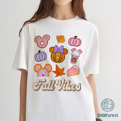 Disneyland Fall Vibes PNG – Mickey & Minnie Halloween PNG, Disneyland Halloween Party, Fall Disney Sublimation