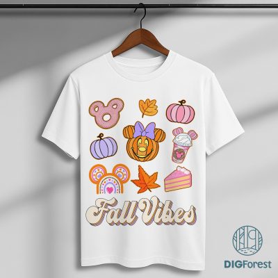 Disneyland Fall Vibes PNG – Mickey & Minnie Halloween PNG, Disneyland Halloween Party, Fall Disney Sublimation