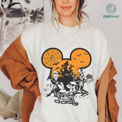 Disney Mickey Head Halloween Png | Halloween Sweatshirt | Mickey Minnie Halloween Design | Mickey Skeleton | Halloween Mickey And Friends | Instant Download