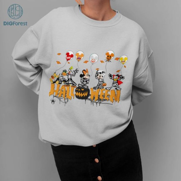 Digital File | Disney Halloween Balloons PNG Sublimation Design | Mickey And Friends Balloons Halloween PNG | Halloween Shirt | Spooky Vibes PNG
