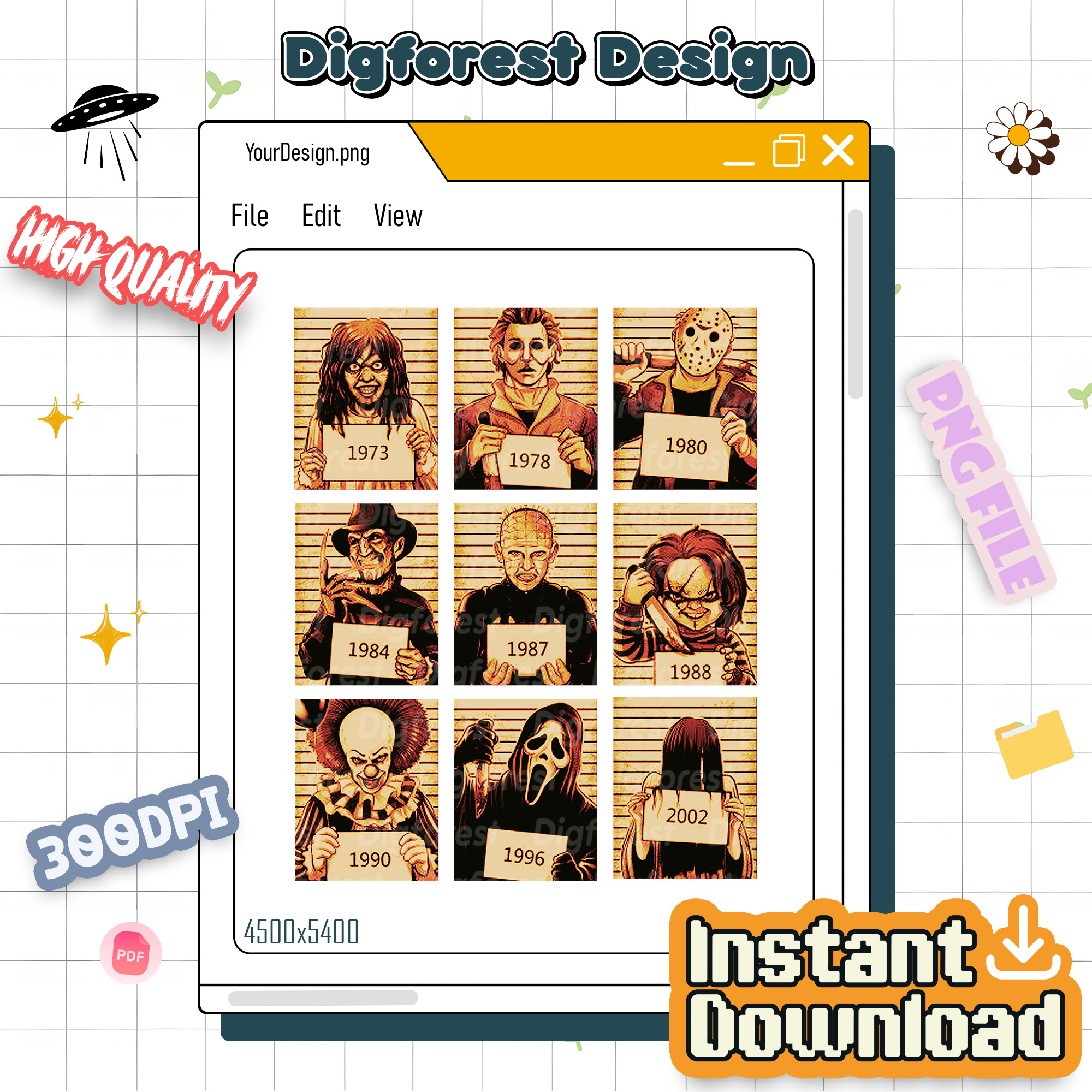 Horror Characters Mugshot PNG – Michael Myers, Jason Voorhees, Horror Killers, Halloween Movie Design Horror Characters Mugshot PNG – Michael Myers, Jason Voorhees, Horror Killers, Halloween Movie Design