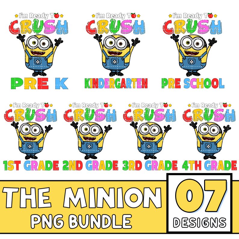 Minion Back To School Png | Custom Minions Png | Custom First Day of School Png Personalized First Day School Digital Files Ready To School