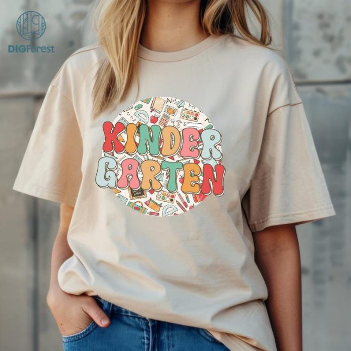 Back To School Png | Groovy Kindergarten Shirt | Happy First Day Of School Design | 1st Day of School Kindergarten | Team Kindergarten | Digital Download