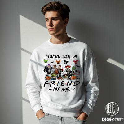 Toy Story You've Got A Friend In Me Halloween PNG, Retro Toy Story Skeleton PNG, Toy Story Family Halloween Shirt PNG