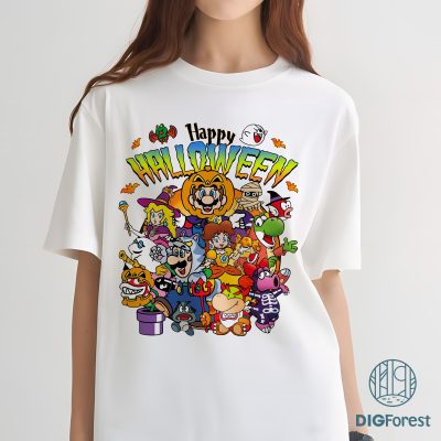 Mario Happy Halloween PNG – Super Mario Spooky Season, Mario Bros Halloween, Vintage Halloween Print