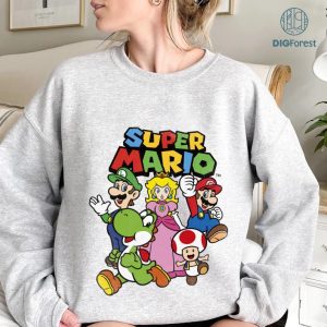Super Mario Digital Prints, Mario Princess Peach Luigi Friend PNG, Super Mommio Shirt, Matching Super Daddio Kiddo, Instant Download