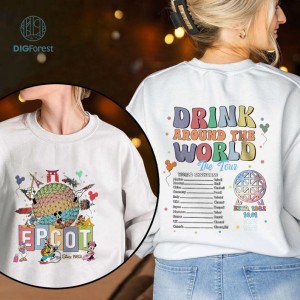 Disney Drinking Around The World Png | Epcot World Tour Shirt | Family Trip Design | Drinking Tank | World Showcase Epcot Shirt | Vacation Digital Download