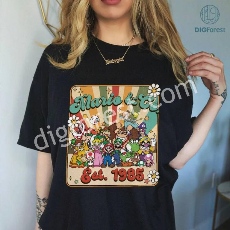 Retro Mario & Co Est 1985 Png, Printable Mario Shirt, Super Mario Png 