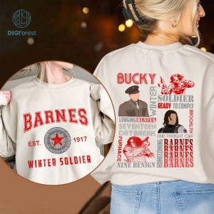 Bucky Barnes Double Sides Png | Winter Soldier Sweatshirt | Barnes 1917 Shirt | Superhero 2 Sided Design | Avengers Team Digital Download