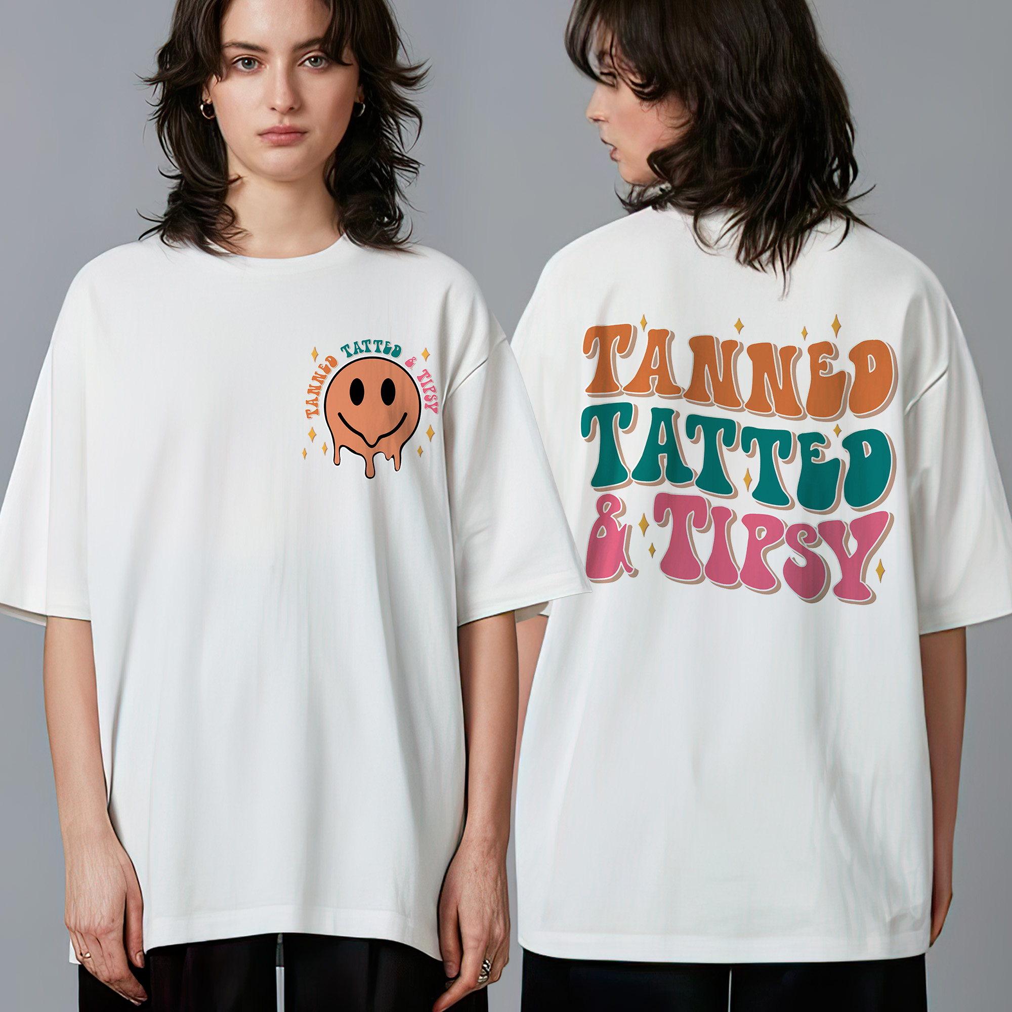 Tanned Tatted and Tipsy Shirt – Retro Summer Smiley Face Sublimation Tee, Trendy Tan and Tipsy Shirt Tanned Tatted and Tipsy Shirt – Retro Summer Smiley Face Sublimation Tee, Trendy Tan and Tipsy Shirt