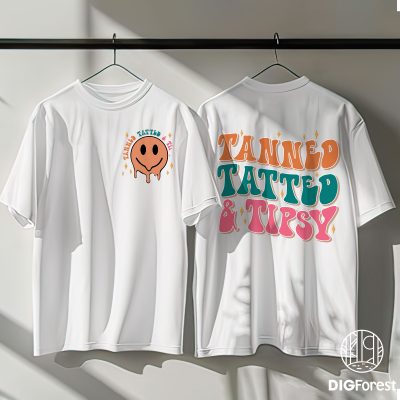 Tanned Tatted and Tipsy Shirt – Retro Summer Smiley Face Sublimation Tee, Trendy Tan and Tipsy Shirt Tanned Tatted and Tipsy Shirt – Retro Summer Smiley Face Sublimation Tee, Trendy Tan and Tipsy Shirt