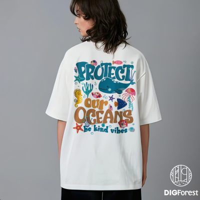 Protect Our Oceans Be Kind Vibes Summer Shirt – Save Our Ocean Sublimation Tee, Wave Riders Surfing Trendy Shirt