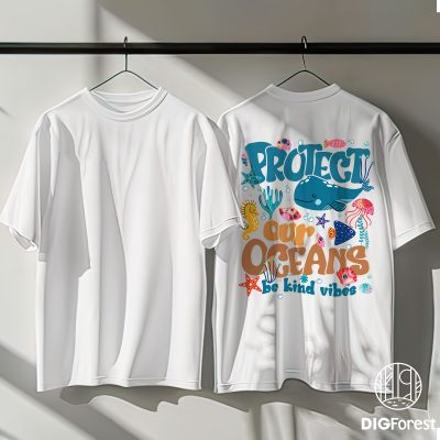 Protect Our Oceans Be Kind Vibes Summer Shirt – Save Our Ocean Sublimation Tee, Wave Riders Surfing Trendy Shirt