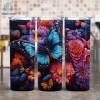 Butterflies and Flowers 20 oz Skinny Tumbler Sublimation Design | Straight & Tapered Tumbler Wrap | Instant Digital Download | PNG