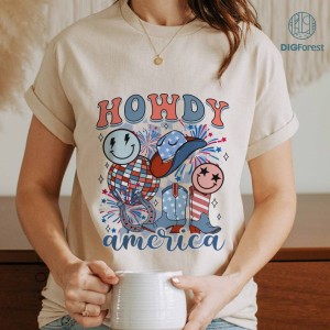 Howdy America 4th of July PNG | Instant Download | Sublimation Design Shirt | Western USA PNG | Independence Day png | Cowboy Hat png