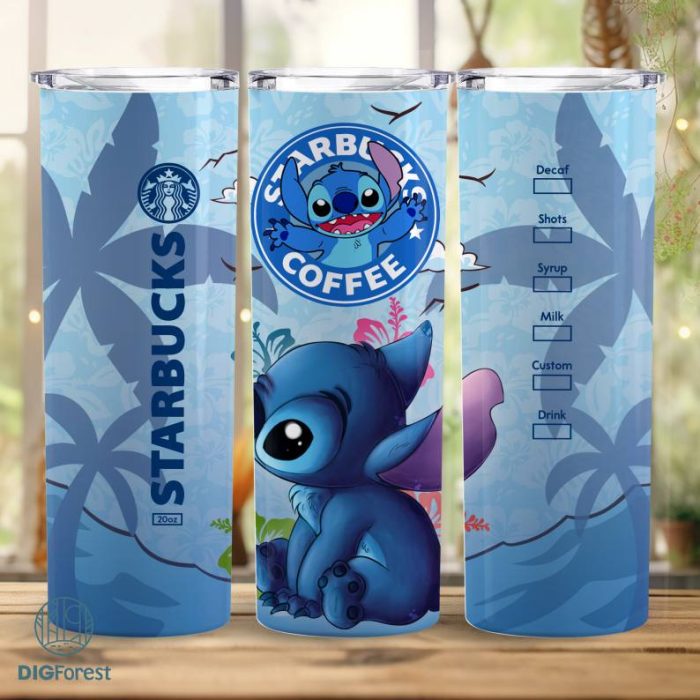 Diseny Stitch Coffee Skinny Tumbler Sublimation Design, Stitch Tumbler Png, 20 Oz Tumbler Sublimation Png, Instant Digital Download