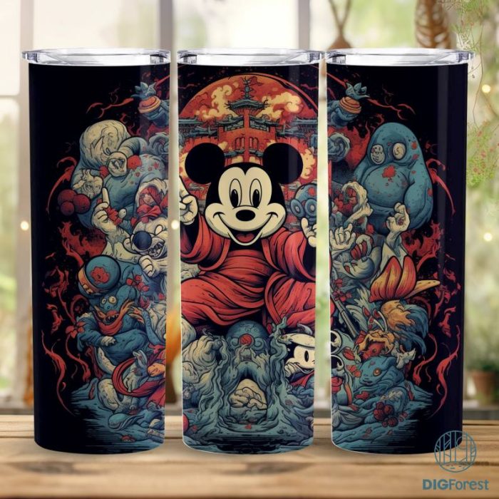 Disney Horror Halloween Mickey Tumbler wrap PNG | 20oz Skinny Tumbler Sublimation | Mickey Mouse Yokai Tumbler wrap Png | Tumbler Digital Download