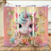 Unicorn Lover Tumbler Sublimation Design | Flowers Baby Unicorn Kids Tumbler Sublimation | Floral Unicorn Skinny Tumbler Digital Download