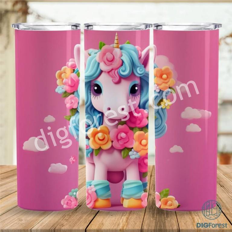 3D Unicorn Tumbler Sublimation Designs | Colorful Baby Unicorn Kids ...