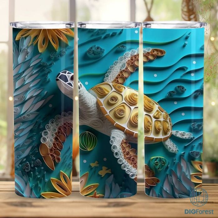 3D Sea Turtle Sublimation Tumbler wraps Png | Ocean Sublimation Designs | Straight & Tapered Tumbler wrap | Digital Download | Cricut Files