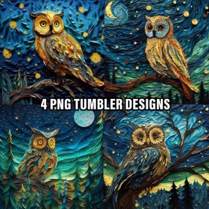 3D Owl 20Oz Tumbler Wrap Sublimation Bundle, Owl Tumbler Wrap Sublimation Designs, Skinny Tumbler Wrap Png, Digital Download, Cricut Files