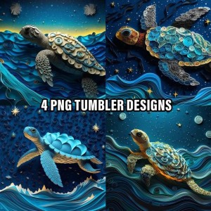 3D Turtle Starry Night Tumbler Sublimation Bundle, Turtle Sublimation Designs, 3D Sublimation Wrap Png, Cricut Files, Png Sublimation Bundle