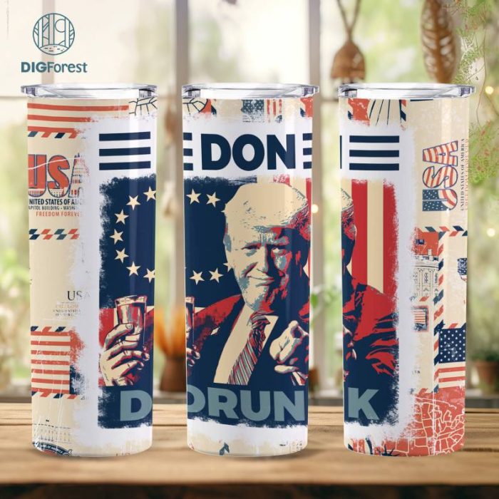 3D Trump 4Th Of July 20 Oz Skinny Tumbler Sublimation, Trump President 4Th Of July Tumbler Wrap, Straight & Tapered Tumbler Digital Download