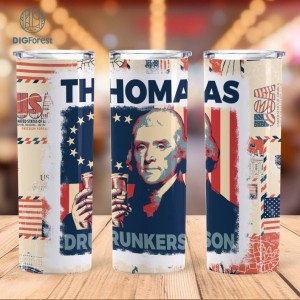 Thomas Drunkerson 4Th Of July 20Oz Skinny Tumbler Sublimation, American 4Th Of July Tumbler Wrap, Straight Tapered Tumbler Instant Download