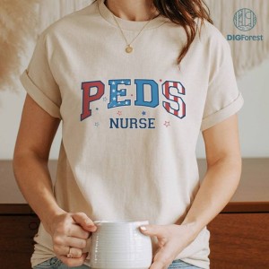 4th Of July PEDS Nurse Digital Print, Patriotic PEDS Nurse Png, American Nurse, Nursing Png, Nurse American Flag Shirt, Fourth Of July Nurse