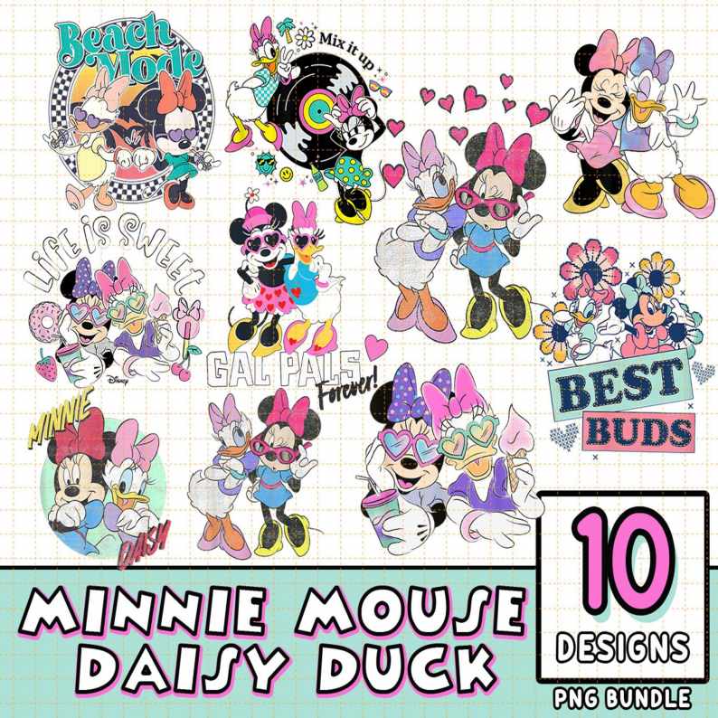 Minnie Mouse Daisy Duck Bundle Png | Minnie And Daisy Png | Minnie Mouse Png | Disneyland Png | Magic Kingdom Png | Family Trip