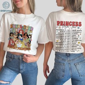 Disney Princess Royal Tour PNG | Retro Floral Princess Characters Concert Music Shirt | Girl Trip | Ariel Cinderella Digital Download