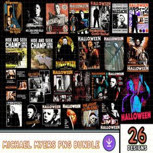 Michael Myers 26 Designs Horror Movie Png Bundle | Horror Halloween Sublimation Design | Halloween Character Png | Halloween Ends PNG