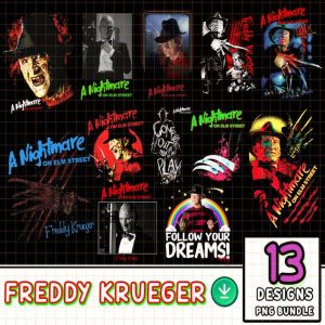Freddy Krueger Horror Characters PNG Bundle, Horror Movie Sublimation Design, Horror Halloween, Freddy Krueger a Nightmare on Elm Street