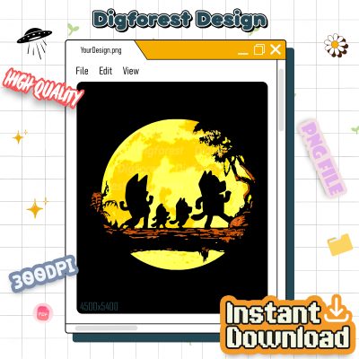 Bluey Halloween PNG – Trick or Treat Design, Bluey Walking Under the Moon, Spooky Season Halloween PNG