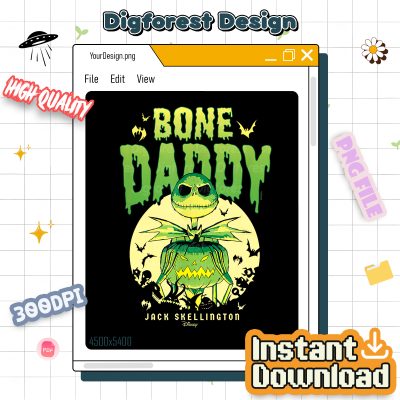 Jack Skellington Bone Daddy PNG – Nightmare Before Christmas, Jack Costume, Dad Halloween Shirt Design