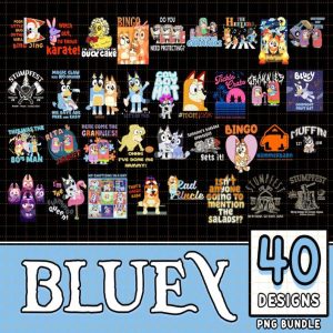 40 Bluey Family Png Bundle | Funny Bluey Sublimation Designs | Bluey Muffin Digital Download | Heeler Family Sublimation Bluey Halloween PNG