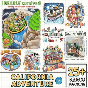 Disney Mickey And Friends California Adventure PNG Bundle, California Adventure Birthday PNG, Grizzly River Run, Family Trip 2023, Digital Download