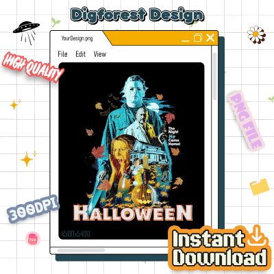 Vintage Michael Myers Halloween PNG – The Night He Came Home, Horror Movie Shirt Design, Sublimation PNG