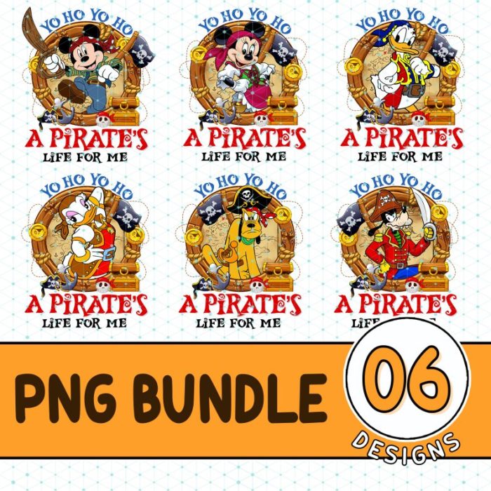 Disney Mickey and Friends Pirate Bundle Png | A Pirates Life For Me | Pirates Of Caribbean | Pirates Sublimation Png | Family Cruise Design Clipart