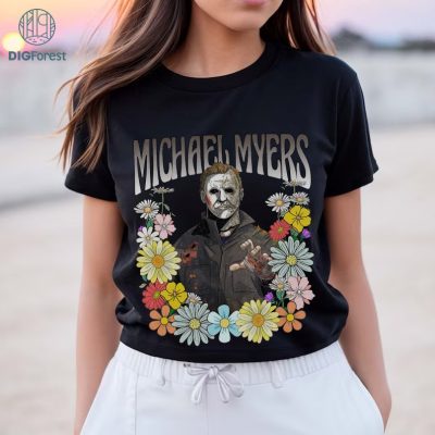 Floral Horror Movie Halloween Png | Retro 90s Horror Movies Design | Michael Myers Halloween Png | Horror Movie Shirt | Michael Myers Shirt | Instant Download
