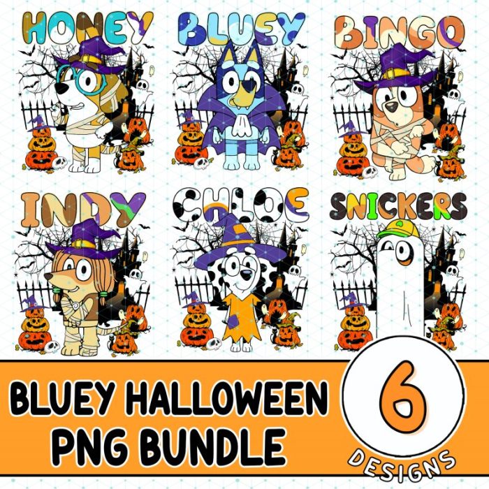 Matching Halloween, Halloween Bluey, Blue Dog Halloween, Halloween Party, Halloween Costume, Bluey And Bingo Png, Disneyland Halloween, Halloween Bingo, Bluey Digital File, Bluey Png Bundle, Bluey Family Png, Bluey Halloween Png