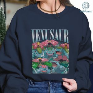Venusaur Vintage Graphic PNG File, Pocket Monster Homage TV Shirt, Evolution of Bulbasaur Bootleg Rap, Sublimation Designs, Instant Download
