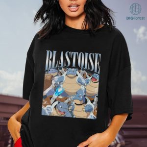 Blastoise Vintage Graphic PNG File, Pocket Monster Homage TV Shirt, Evolution of Squirtle Bootleg Rap, Sublimation Designs, Instant Download