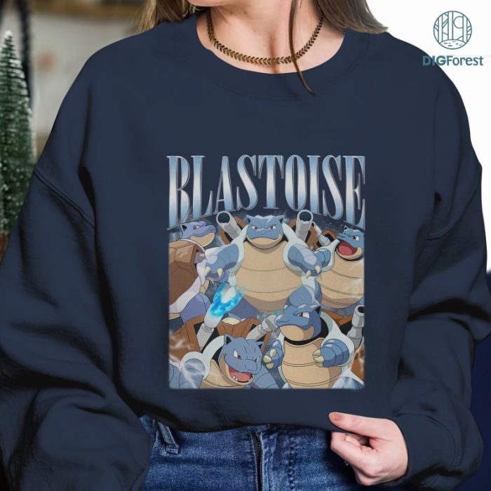 Blastoise Vintage Graphic PNG File, Pocket Monster Homage TV Shirt, Evolution of Squirtle Bootleg Rap, Sublimation Designs, Instant Download