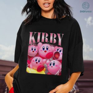 Kirby Vintage Graphic PNG File, Kirby Video Game Homage TV Shirt, Kirby Bootleg Rap Shirt, Sublimation Designs, Instant Download