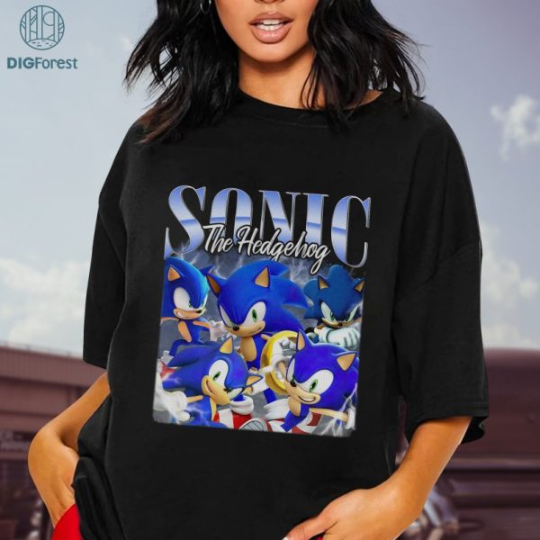 Sonic the Hedgehog Png | Vintage Sonic Shirt | Sonic Hedgehog Homage Png | Sonic Video Game Instant Download | Funny Sonic Cute Png File